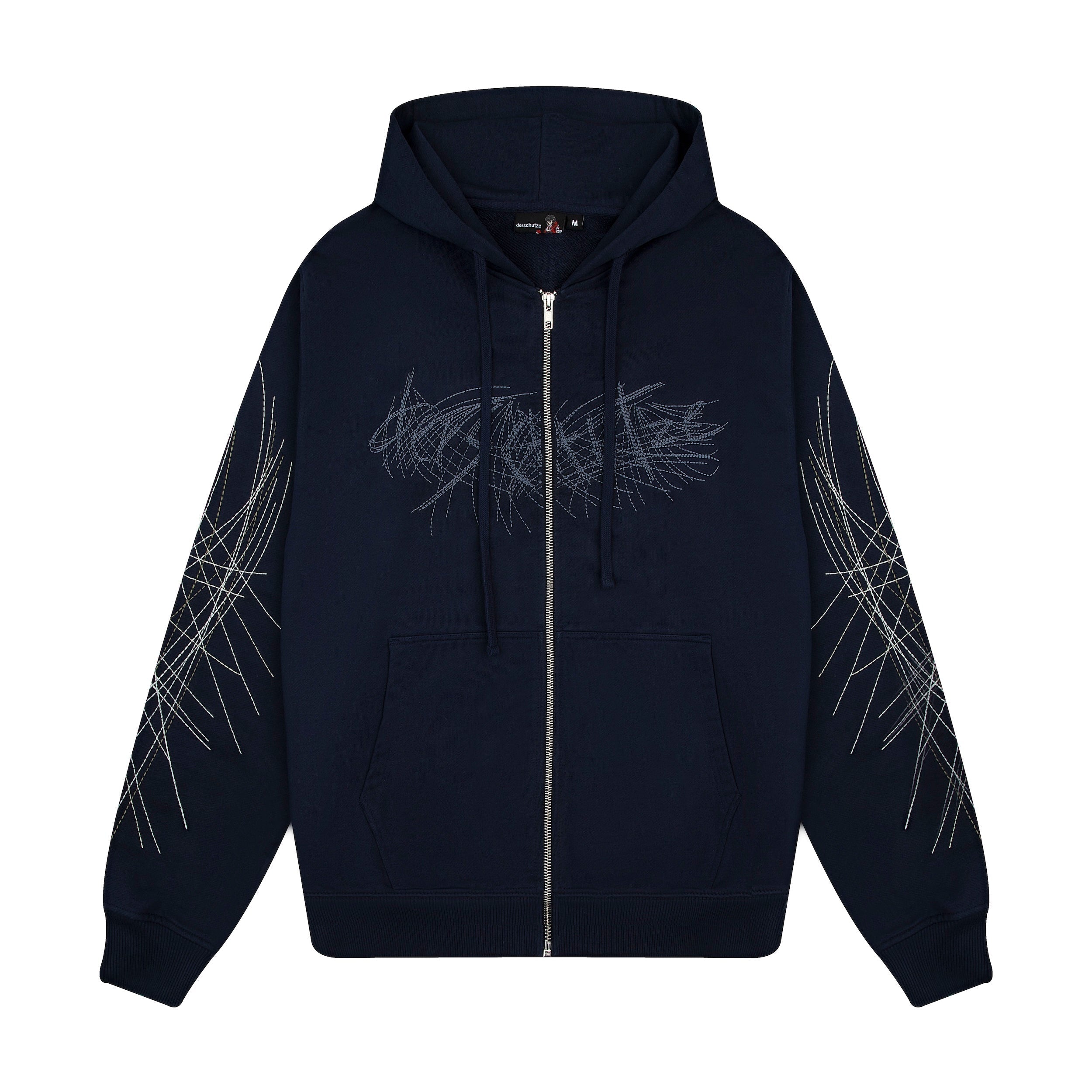 "sashiko" Zip Up navy