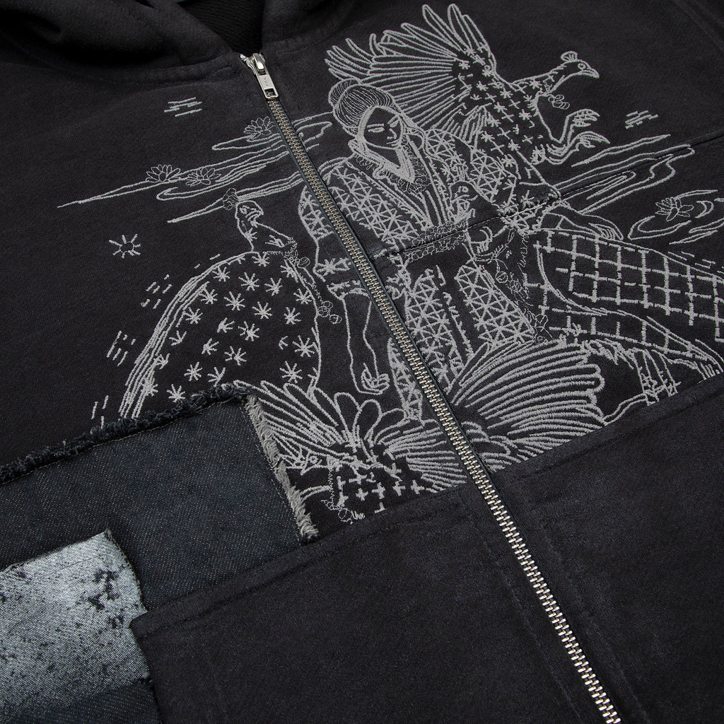 "sashiko" Zip Up black