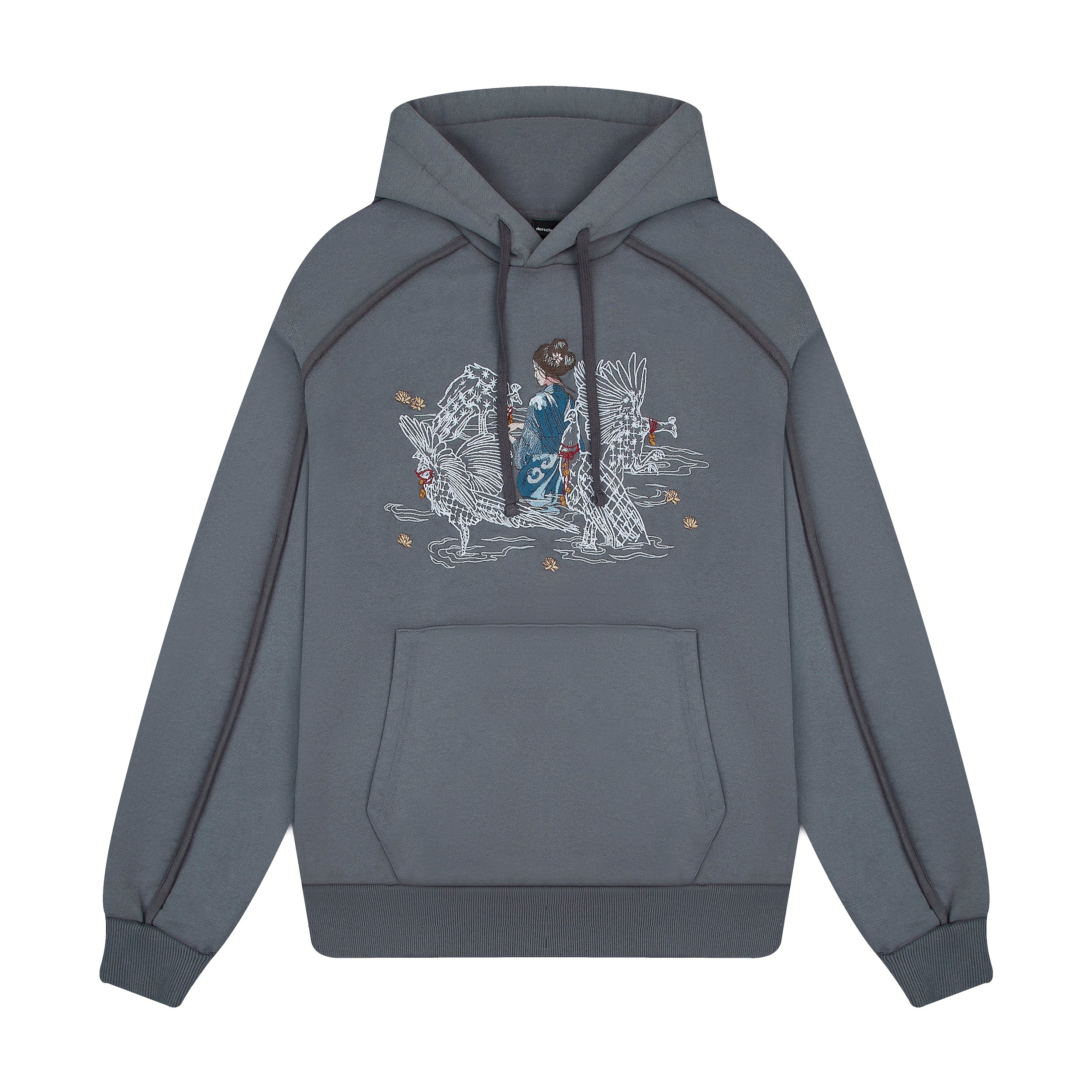 "sashiko" Hoodie grey