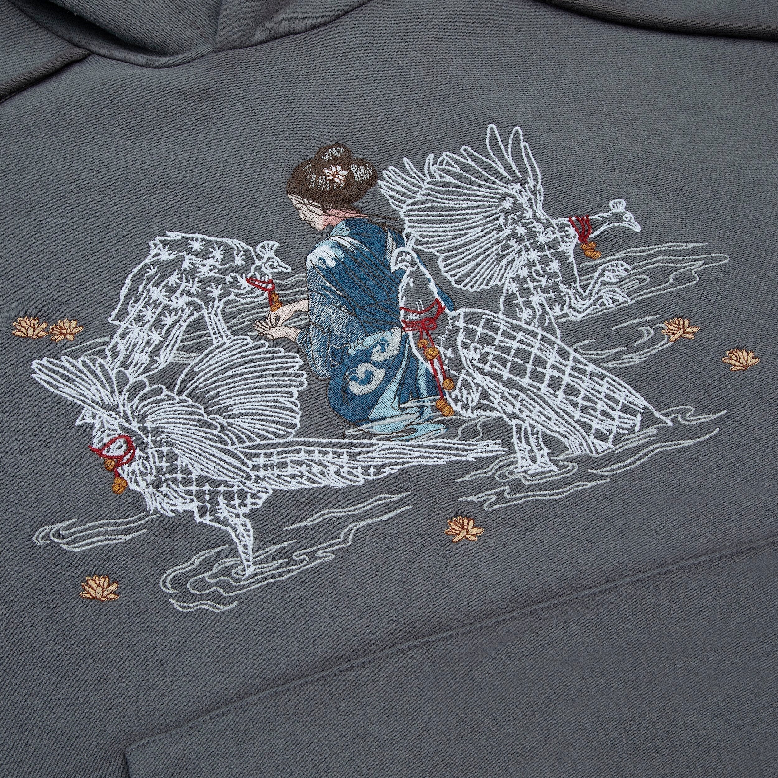 "sashiko" Hoodie grey