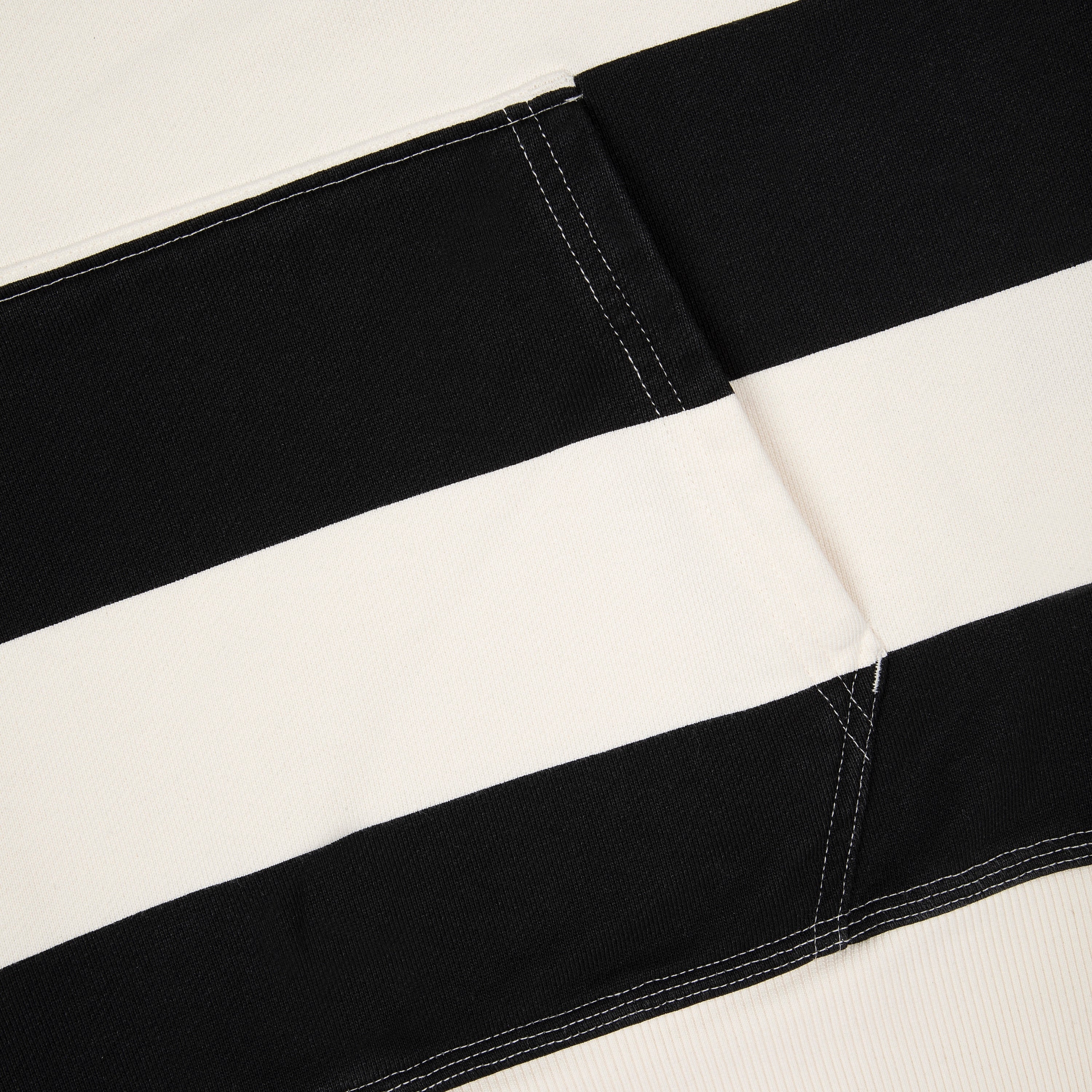 "on air" ecru-navy striped Hoodie