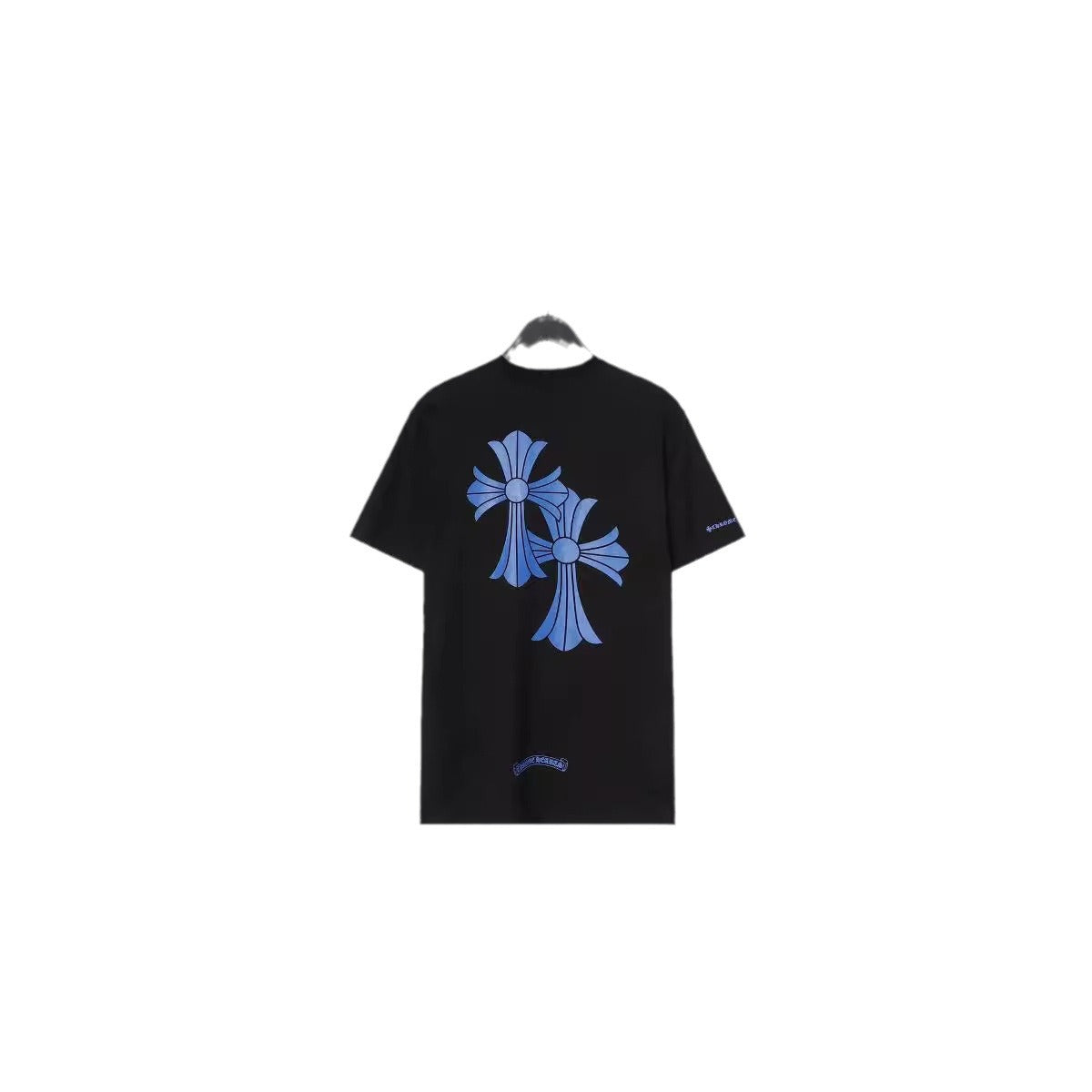 CHH Chrome Heart T Shirts Blue Cross Loose Crew Neck Short Sleeve