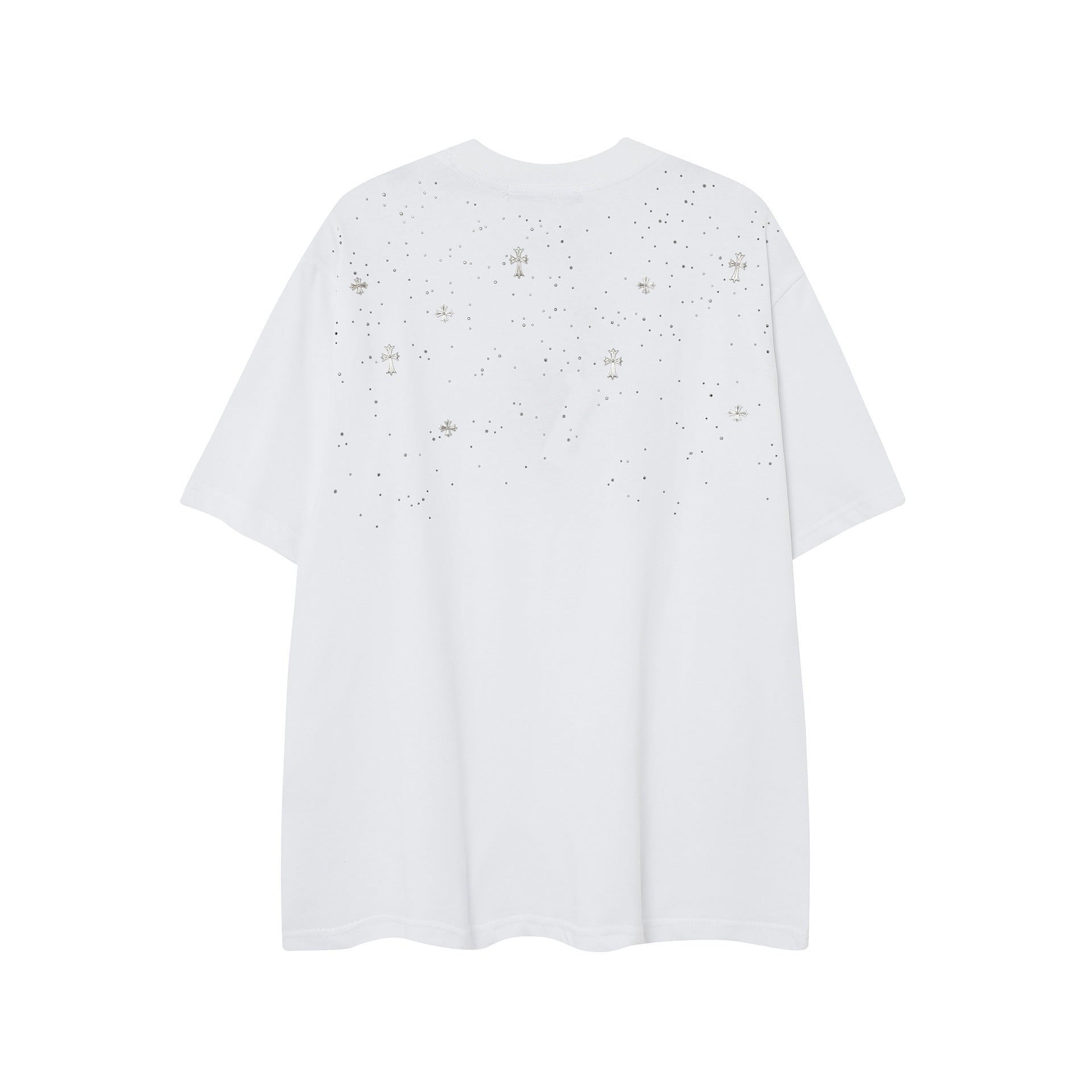 CHH Chrome Heart T Shirts CH Gypsy Hot Diamond Cross Crew Neck Short Sleeve T-Shirt