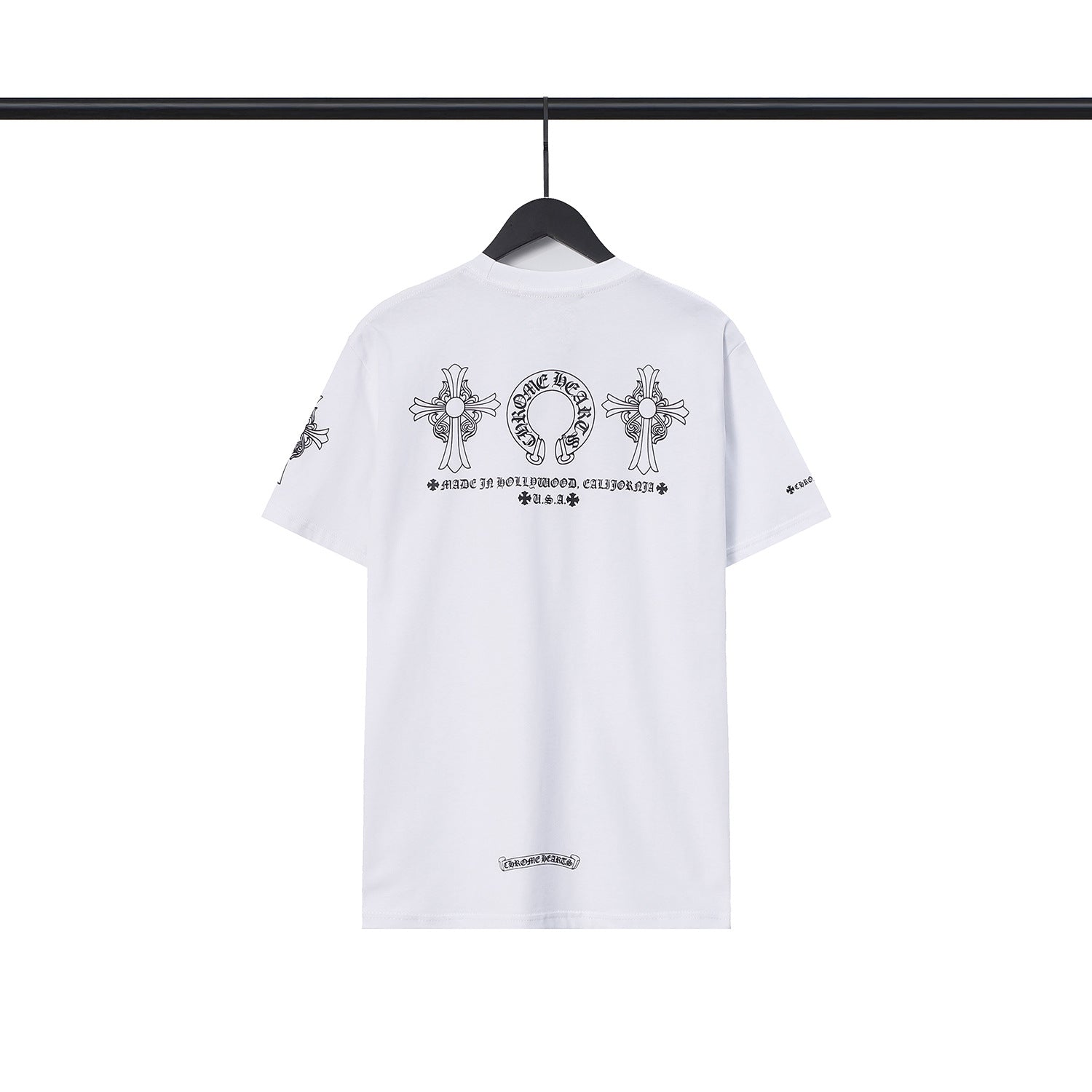 CHH Chrome Heart T Shirts Chrome Hearts Cross Sanskrit Print Short Sleeve Crew Neck T-Shirt