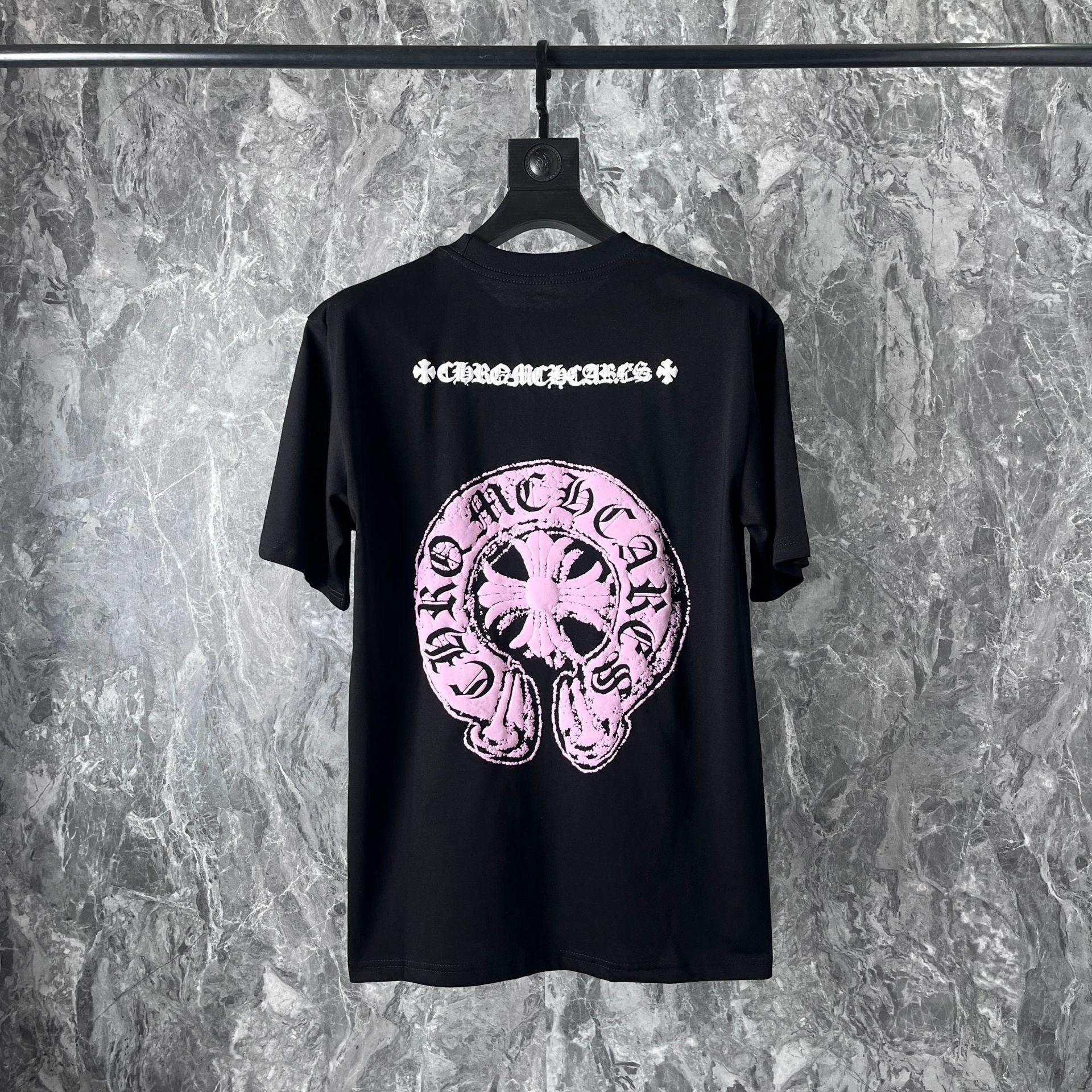 CHH Chrome Heart T Shirts Chrome Hearts Pink Sanskrit Short Sleeve T-Shirt