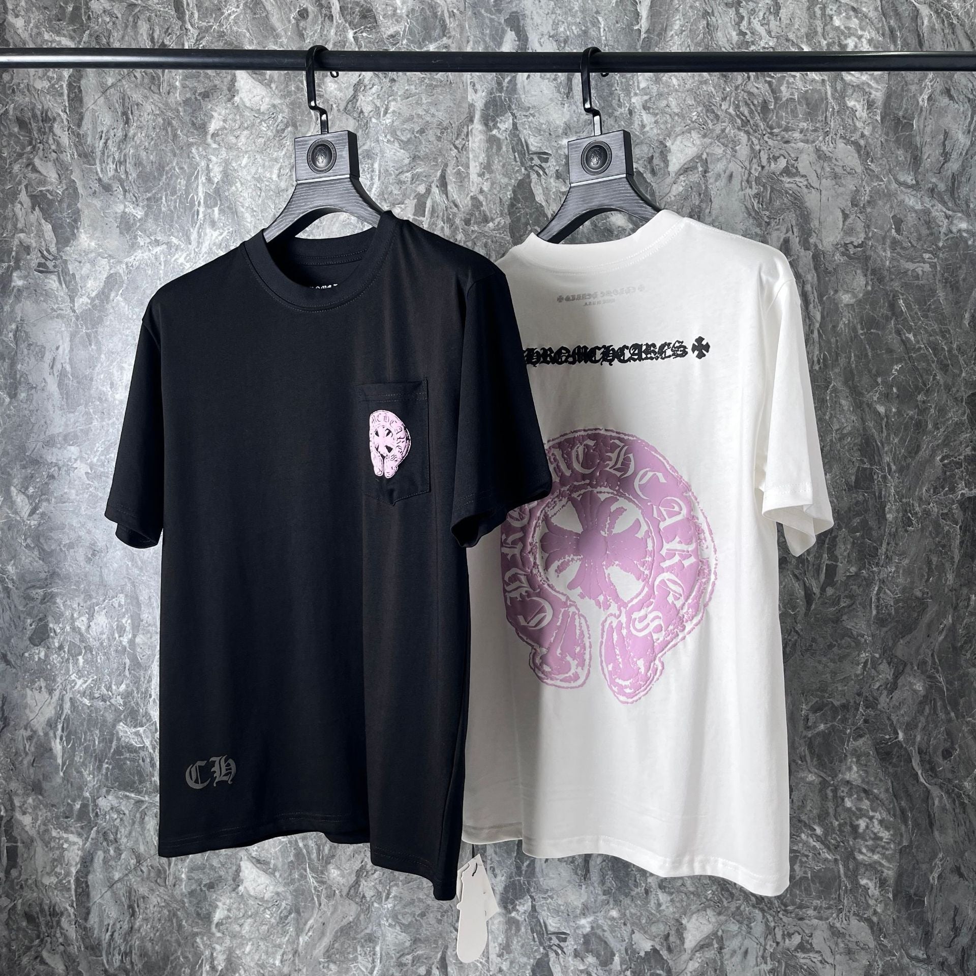 CHH Chrome Heart T Shirts Chrome Hearts Pink Sanskrit Short Sleeve T-Shirt